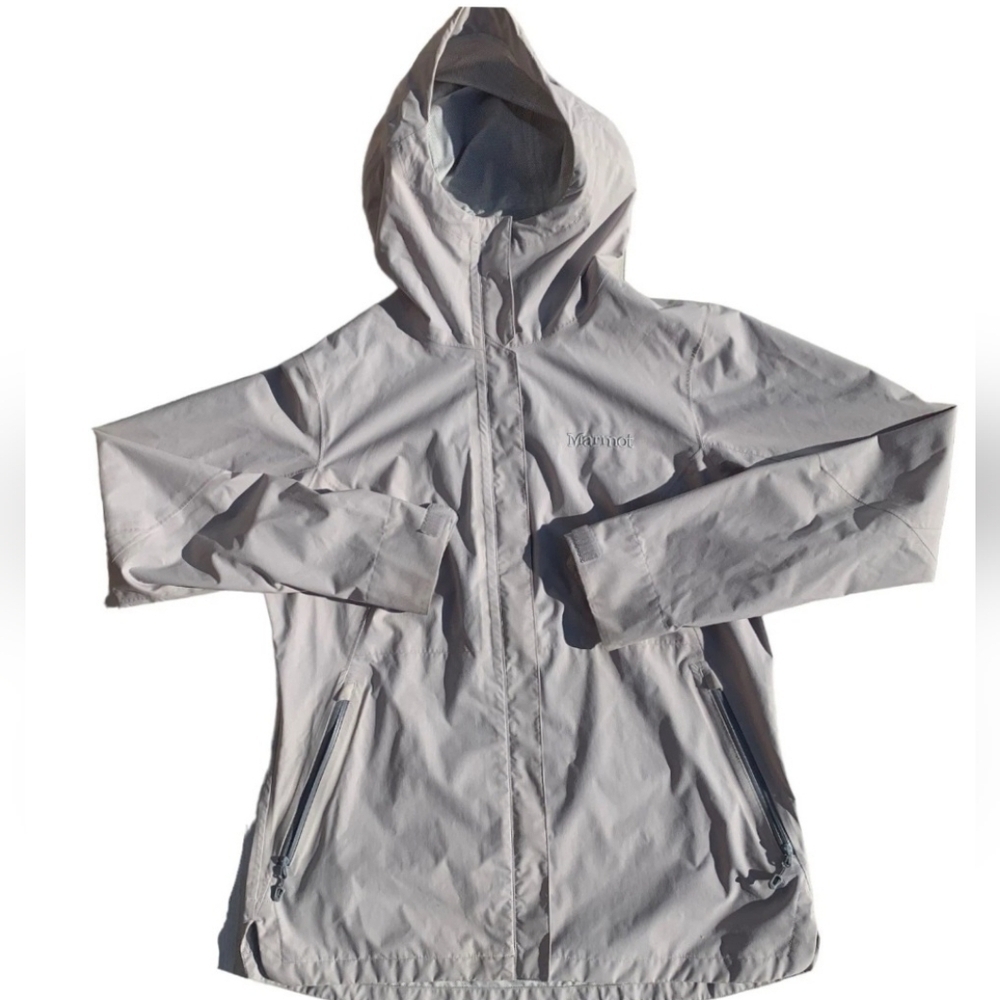 Marmot Windstopper Men's Jacket Size Medium Hooded Tan Beige 79448 Full Zip